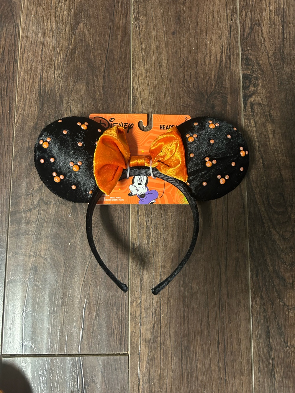 Disney Black and Orange Halloween Minnie Mouse Ear Headband